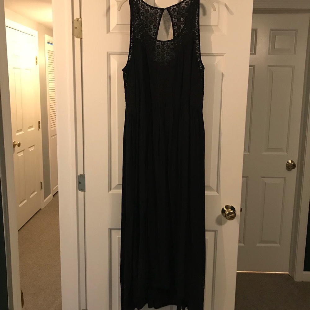 Anthropologie Crochet Black Maxi Dress